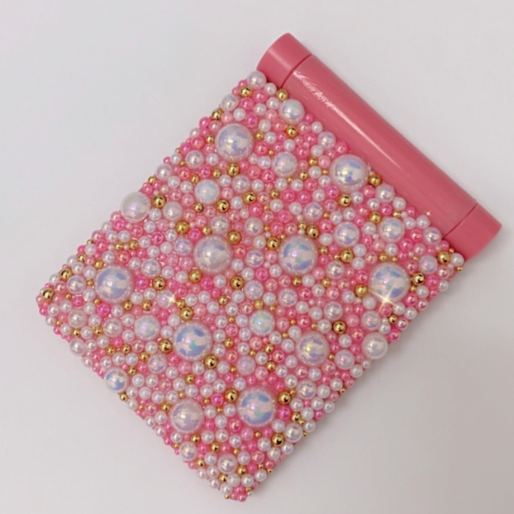 LED Compact Travel Makeup Mirror with Light, Purse Mirror, 2Sided, Folding, Pink